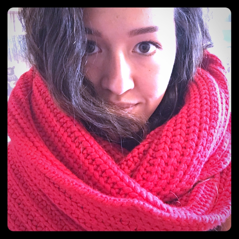 J. Crew wool red chunky knit scarf never worn!